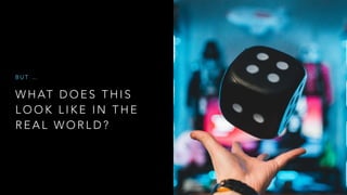 W H AT D O E S T H I S
L O O K L I K E I N T H E
R E A L W O R L D ?
B U T …
 