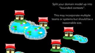 Split your domain model up into
“bounded contexts”.
This may incorporate multiple
teams or systems but should be a
reasonable size.
 