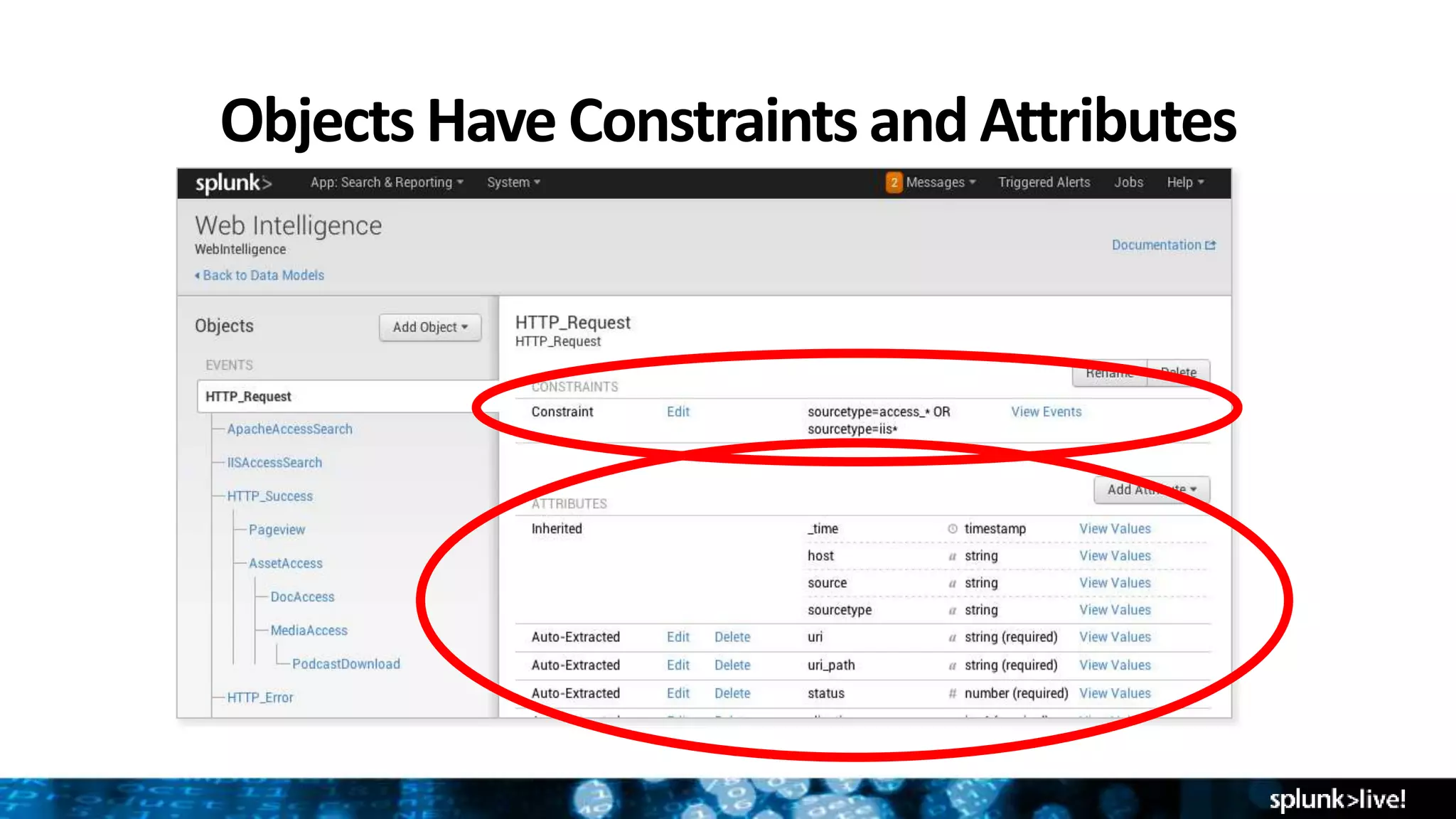 Objects Have Constraints and Attributes
Screenshot here
 
