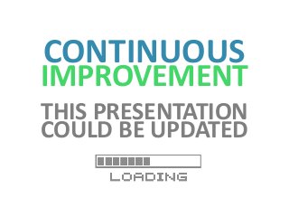 CONTINUOUS
IMPROVEMENT
THIS PRESENTATION
COULD BE UPDATED
 