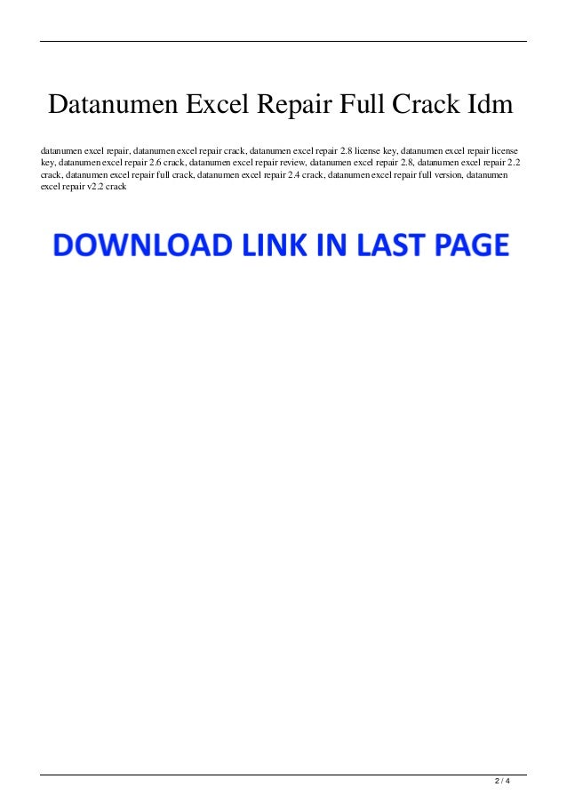 Datanumen excel repair 2.1 crack free