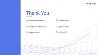Questions?
Thank You
www.wavicledata.com
info@wavicledata.com
@wavicledata
@wavicleatllc
@wavicleatllc
 