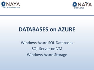 Windows
Azure SQL
Databases =
WASD =
SQL Azure =
PAAS
 