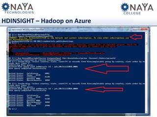 HDINSIGHT – Hadoop on Azure

 