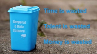 Money is wasted
Time is wasted
Talent is wasted
 