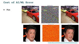 Cost of AI/ML Error
● Fun
© http://blog.ycombinator.com/how-adversarial-attacks-work/
 