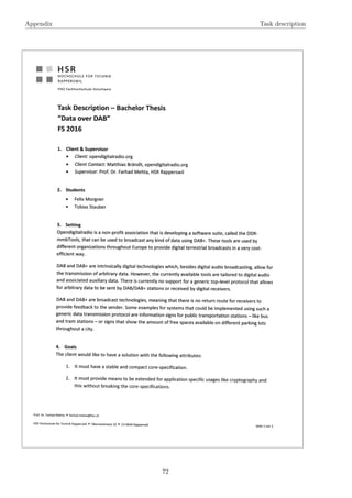 Appendix Task description
72
 