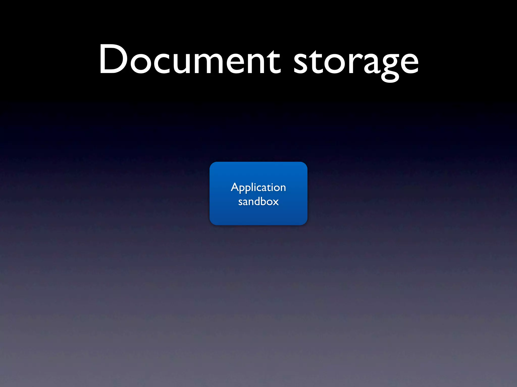 Document storage

      Application
       sandbox
 