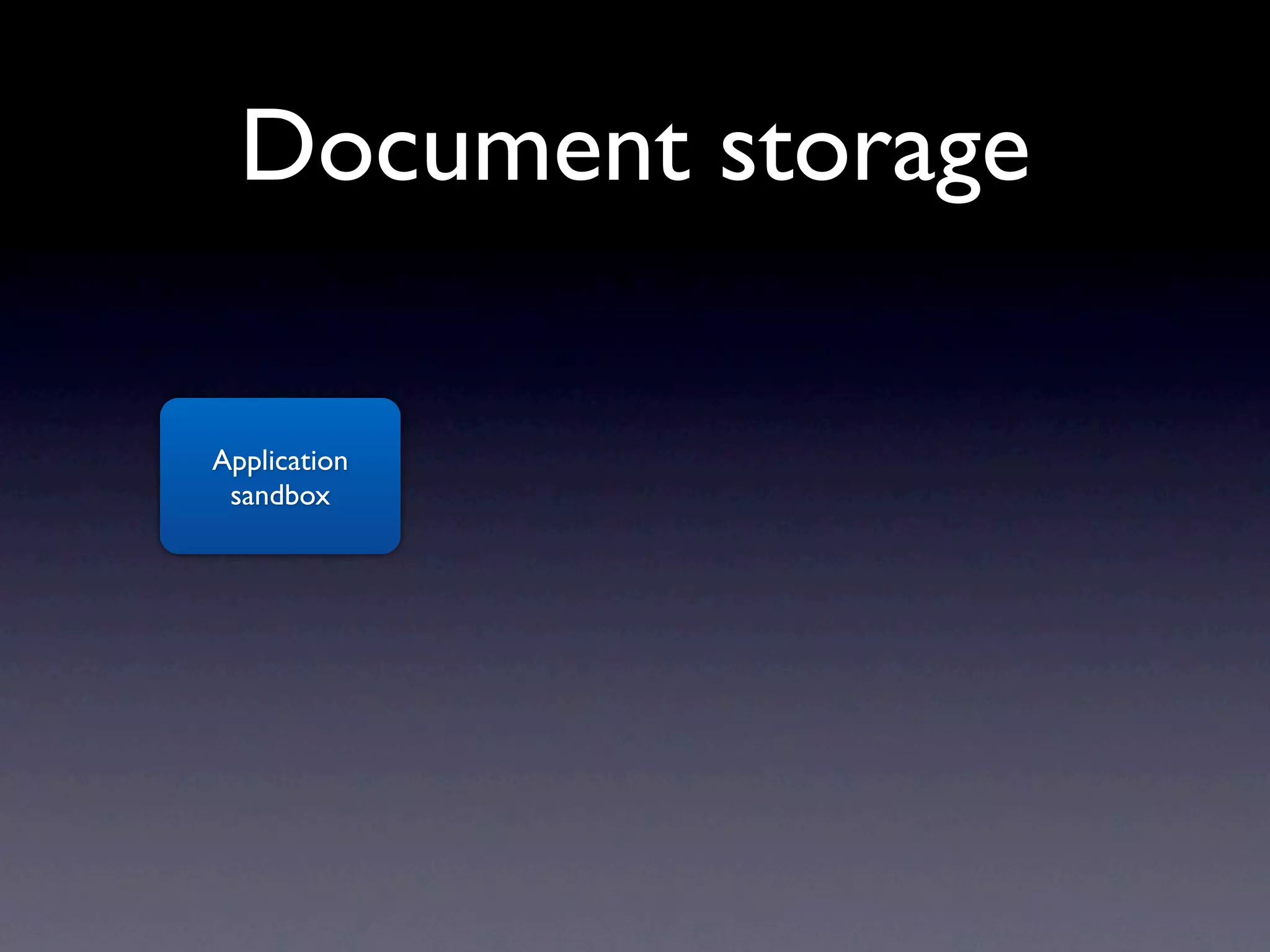 Document storage

Application
 sandbox
 