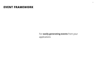 EVENT FRAMEWORK
33
For easily generating events from your
applications
 