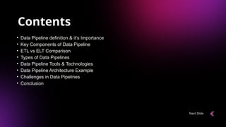 Data Pipelines Presentation covering basics | PPTX