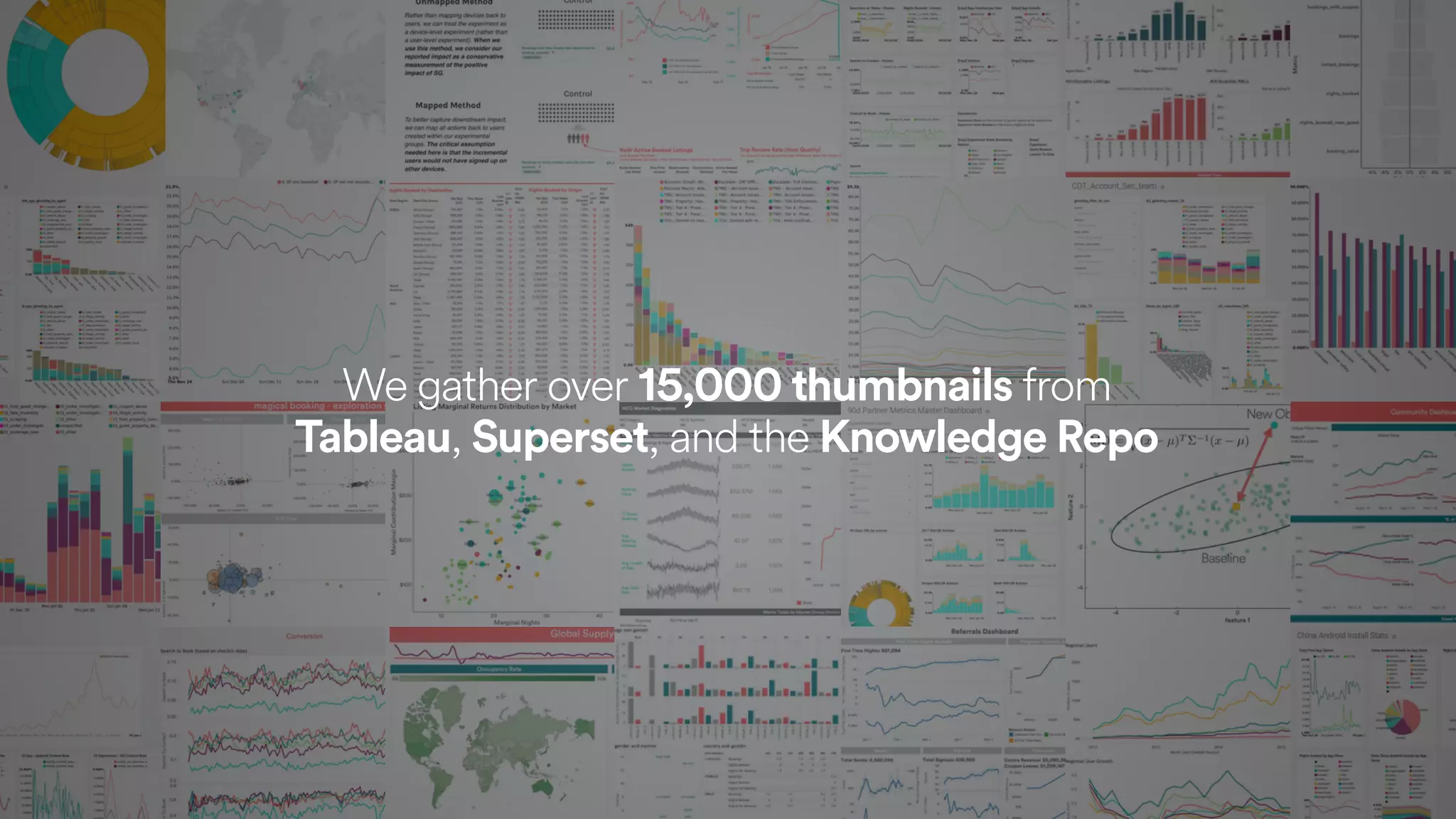 We gather over 15,000 thumbnails from  
Tableau, Superset, and the Knowledge Repo
 