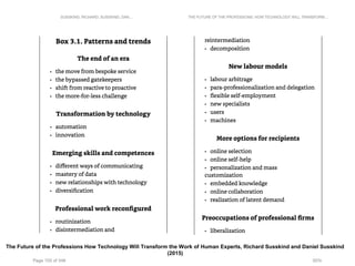 The Future of the Professions How Technology Will Transform the Work of Human Experts, Richard Susskind and Daniel Susskind
(2015)
 