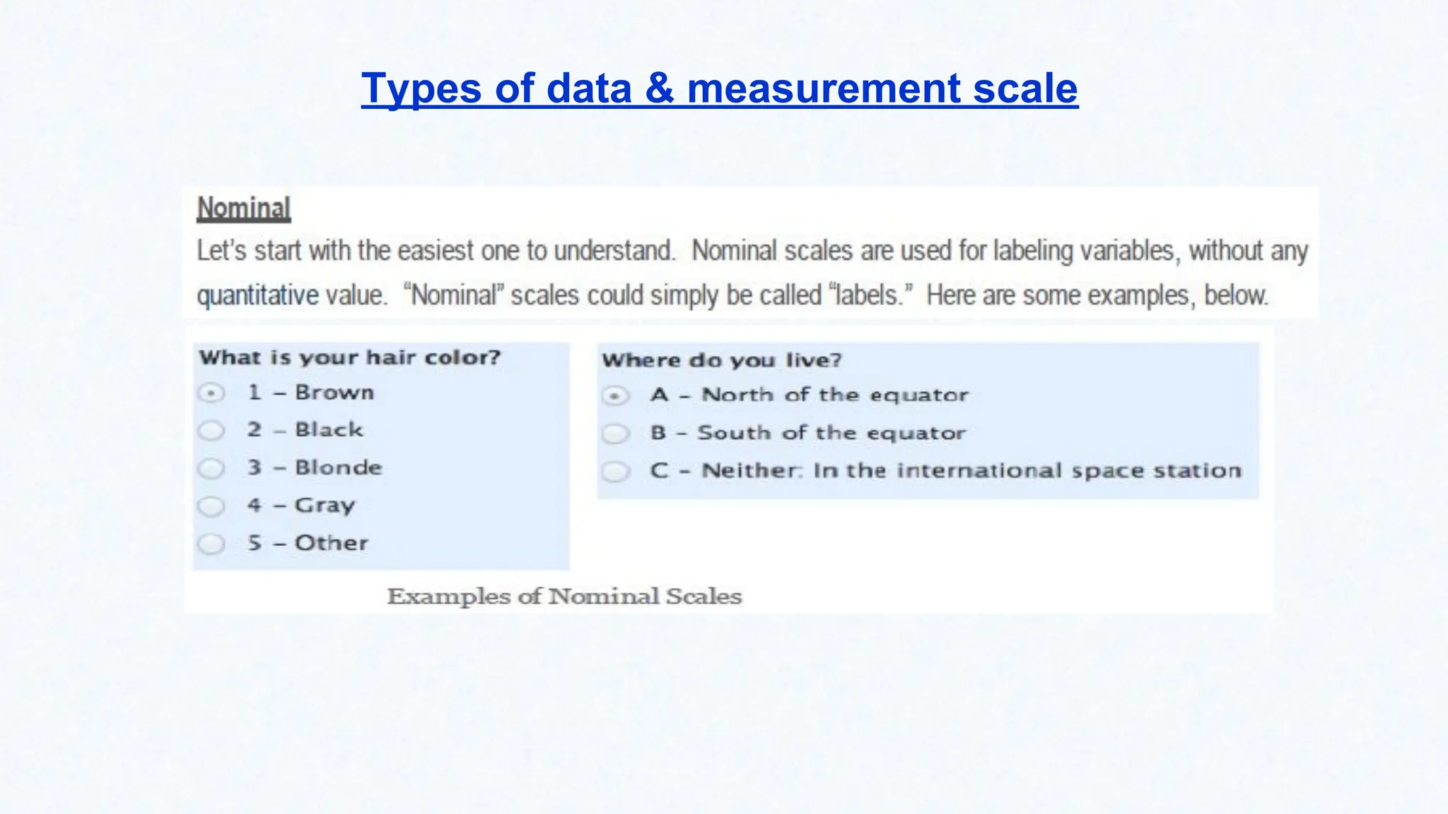 Types of data & measurement scale
 