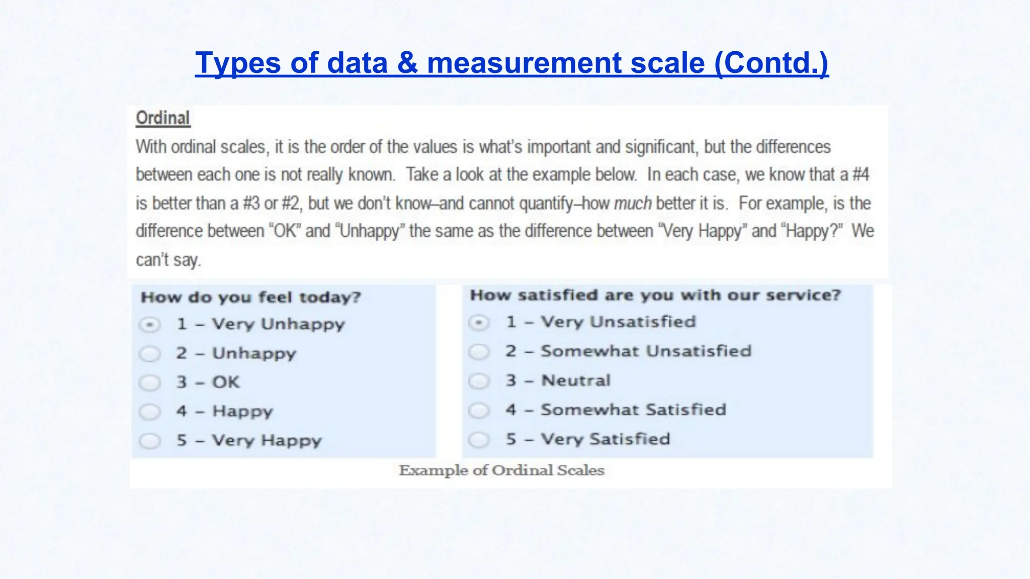 Types of data & measurement scale (Contd.)
 