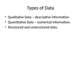 Comprehensive Introduction to Data: Types, Examples, and Importance | PPTX