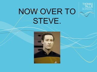 NOW OVER TO
STEVE.

 