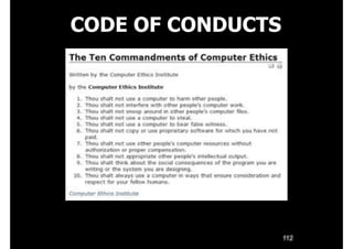 112
CODE OF CONDUCTS
 