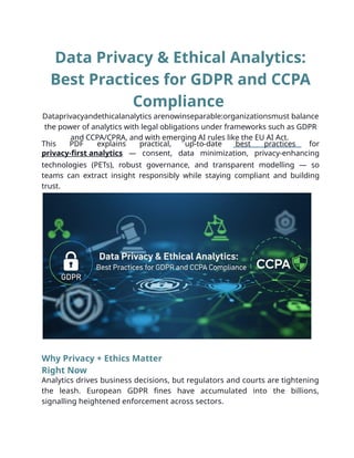 Data Privacy & Ethical Analytics: Best Practices for GDPR and CCPA ...