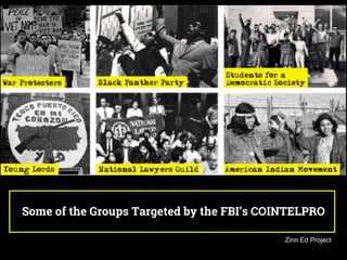 Some of the Groups Targeted by the FBI’s COINTELPRO
Zinn Ed Project
 