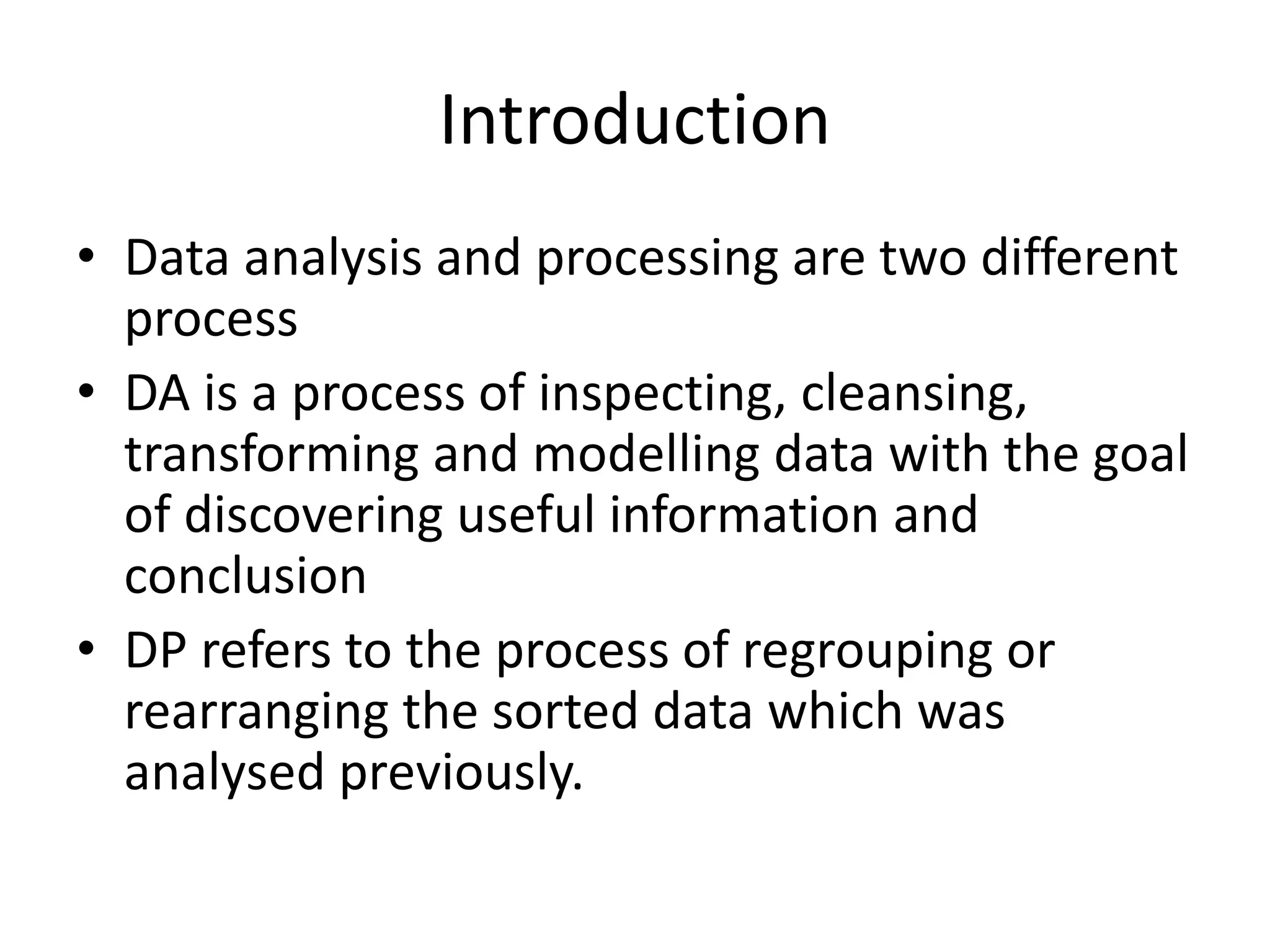 Data processing and analysis | PPTX | Technology & Computing