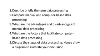 Comprehensive Overview of Data Processing Techniques and Methods | PPTX