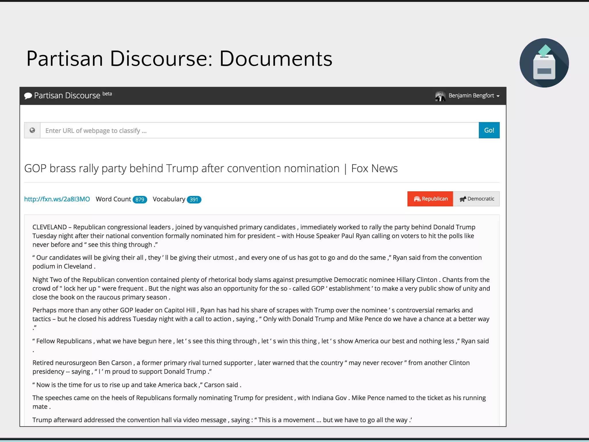 Partisan Discourse: Documents
 