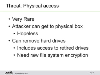 © Hortonworks Inc. 2015
Threat: Physical access
Page 10
 