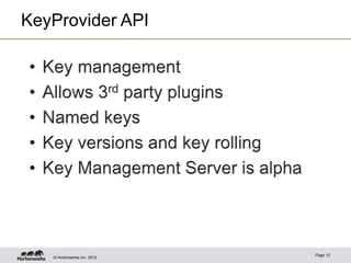 © Hortonworks Inc. 2015
KeyProvider API
Page 13
 