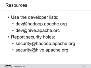 © Hortonworks Inc. 2015
Resources
Page 19
 