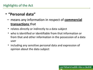 Personal Data Protection in Malaysia