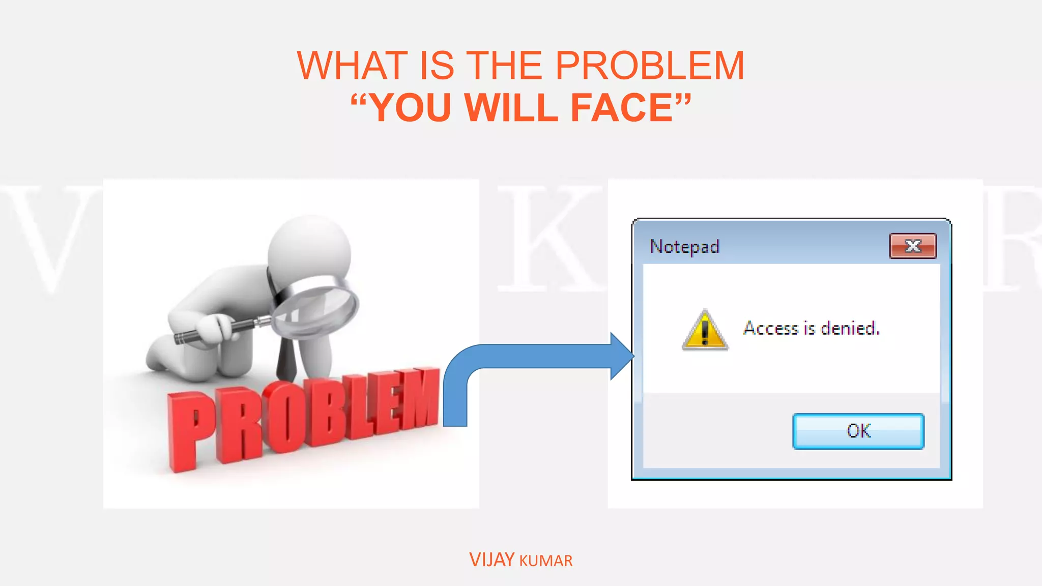 WHAT IS THE PROBLEM
“YOU WILL FACE”
VIJAY KUMAR
 