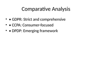 Comparative Analysis of Global Data Protection Laws: GDPR, CCPA, and ...