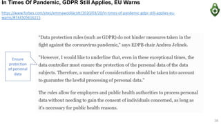 Data Protection & Privacy During the Coronavirus Pandemic