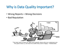 Why is Data Quality Important?
• Wrong Reports = Wrong Decisions
• Bad Reputation
 