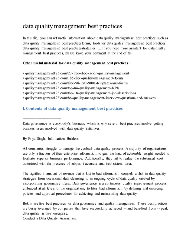 Data quality management best practices | DOCX