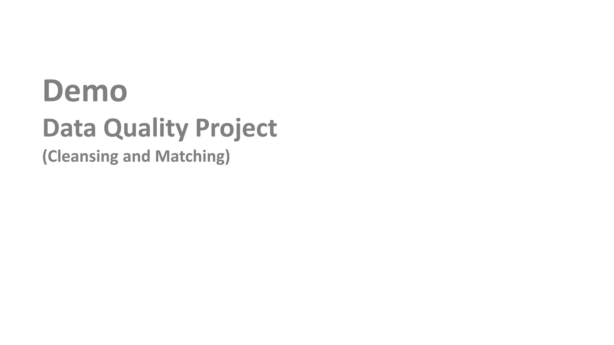 Demo
Data Quality Project
(Cleansing and Matching)
 