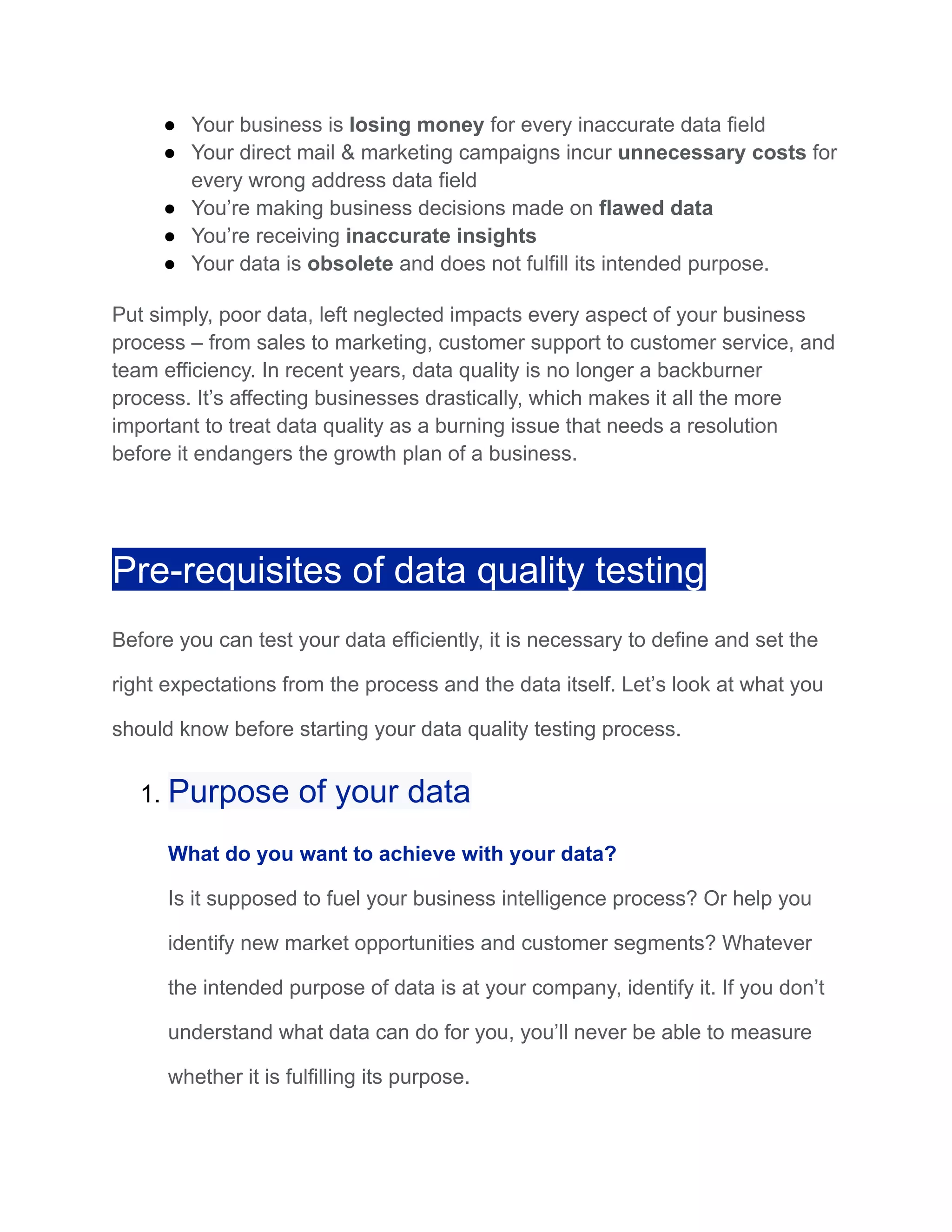 Data quality testing – a quick checklist to measure and improve data ...
