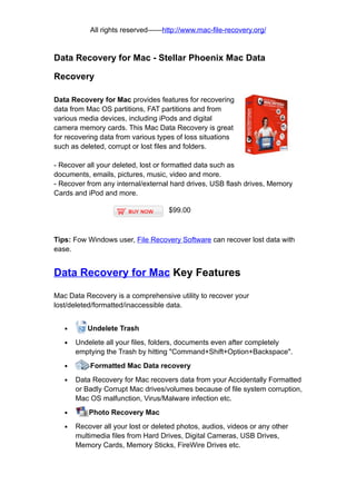 Data recovery for mac