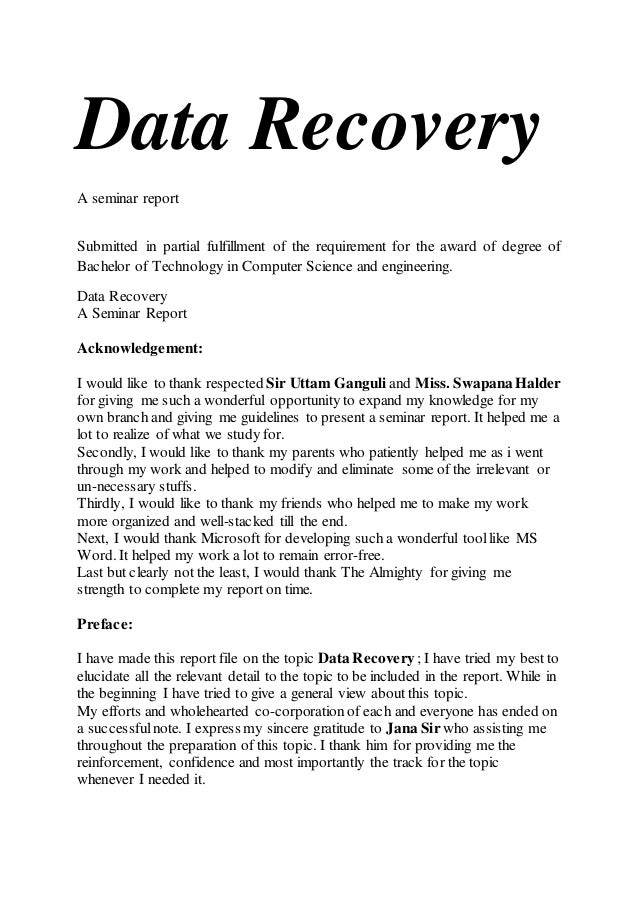 research paper on data recovery