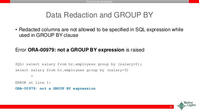 Oracle not a group by expression