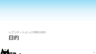 レプリケーションと同期の目的 
目的 
14 
 