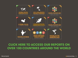 We Are Social @wearesocialsg • 4
CLICK HERE TO ACCESS OUR REPORTS ON
OVER 100 COUNTRIES AROUND THE WORLD
 