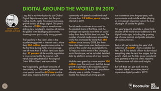 CLICK HERE TO READ OUR 2019 GLOBAL DIGITAL YEARBOOK REPORT,
WITH HEADLINE DIGITAL DATA FOR EVERY COUNTRY IN THE WORLD
ESSE...