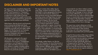 DISCLAIMER AND IMPORTANT NOTES
This report has been compiled by Kepios Pte.
Ltd. (“Kepios”), We Are Social Ltd. (“We Are
Social”) and Hootsuite Inc. (“Hootsuite”)
for informational purposes only, and relies
on data from a wide variety of sources,
including but not limited to public and private
companies, market research firms, government
agencies, NGOs, and private individuals.
While Kepios, We Are Social, and Hootsuite
strive to ensure that all data and charts
contained in this report are, as at the time of
publishing, accurate and up-to-date, neither
Kepios, nor We Are Social, nor Hootsuite
shall be responsible for any errors or
omissions contained in this report, or for the
results obtained from its use.	
All information contained in this report
is provided “as is”, with no guarantee
whatsoever of its accuracy, completeness,
correctness or non-infringement of third-
party rights and without warranty of any
kind, express or implied, including without
limitation, warranties of merchantability or
fitness for any particular purpose.
This report contains data, tables, figures,
maps, flags, analyses and technical notes
that relate to various geographical territories
around the world, however reference to
these territories and any associated elements
(including names and flags) does not imply
the expression of any opinion whatsoever
on the part of Kepios, We Are Social,
Hootsuite, or any of the featured brands,
nor any of those organisations’ partners,
affiliates, employees or agents, concerning
the legal status of any country, territory, city
or area or of its authorities, or concerning the
delimitation of its frontiers or boundaries. This
report is provided with the understanding that
it does not constitute professional advice or
services of any kind and should therefore not
be substituted for independent investigations,
thought or judgment.
Accordingly, neither Kepios, nor We Are
Social, nor Hootsuite, nor any of the brands or
organisations featured or cited herein, nor any
of their partners, affiliates, group companies,
employees or agents shall, to the fullest
extent permitted by law, be liable to you or
anyone else for any direct, indirect, punitive,
incidental, special, consequential, exemplary
or similar loss or damage, or loss or damage
of any kind, suffered by you or anyone else
as a result of any use, action or decision taken
by you or anyone else in any way connected
to this report or the information contained
herein, or the result(s) thereof, even if advised
of the possibility of such loss or damage.
This report may contain references to third
parties, however this report does not endorse
any such third parties or their products
or services, nor is this report sponsored,
endorsed or associated with such third parties.
Except for those portions of this report relating
to the perspectives of Hootsuite or We Are
Social, this report and any opinions contained
herein have been prepared by Kepios,
and have not been specifically approved
or disapproved by Hootsuite. This report is
subject to change without notice. To ensure
that you have the most up-to-date version of
this report, please visit our reports website at
https://datareportal.com.
 