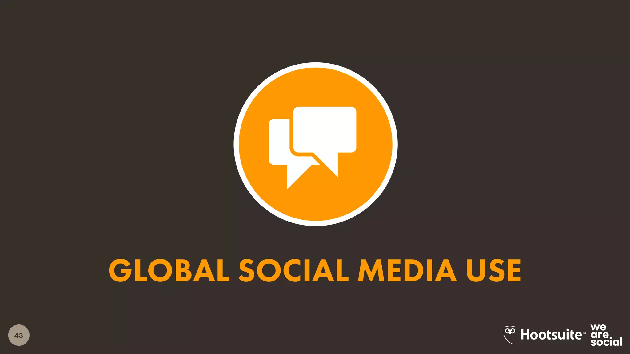 43
GLOBAL SOCIAL MEDIA USE
 