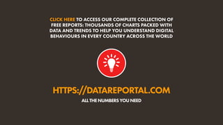 HTTPS://DATAREPORTAL.COM
ALLTHENUMBERSYOUNEED
CLICK HERE TO ACCESS OUR COMPLETE COLLECTION OF
FREE REPORTS: THOUSANDS OF C...