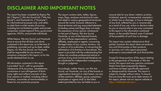 This report has been compiled by Kepios Pte.
Ltd. (“Kepios”), We Are Social Ltd. (“We Are
Social”), and Hootsuite Inc. (“Hootsuite”)
for informational purposes only, and relies
on data from a wide variety of sources,
including but not limited to public and private
companies, market research firms, government
agencies, NGOs, and private individuals.
While Kepios, We Are Social, and Hootsuite
strive to ensure that all data and charts
contained in this report are, as at the time of
publishing, accurate and up-to-date, neither
Kepios, nor We Are Social, nor Hootsuite
shall be responsible for any errors or
omissions contained in this report, or for the
results obtained from its use.	
All information contained in this report
is provided “as is”, with no guarantee
whatsoever of its accuracy, completeness,
correctness or non-infringement of third-
party rights and without warranty of any
kind, express or implied, including without
limitation, warranties of merchantability or
fitness for any particular purpose.
This report contains data, tables, figures,
maps, flags, analyses and technical notes
that relate to various geographical territories
around the world, however reference to
these territories and any associated elements
(including names and flags) does not imply
the expression of any opinion whatsoever
on the part of Kepios, We Are Social,
Hootsuite, or any of the featured brands,
nor any of those organisations’ partners,
affiliates, employees or agents, concerning
the legal status of any country, territory, city
or area or of its authorities, or concerning the
delimitation of its frontiers or boundaries. This
report is provided with the understanding that
it does not constitute professional advice or
services of any kind and should therefore not
be substituted for independent investigations,
thought or judgment.
Accordingly, neither Kepios, nor We Are
Social, nor Hootsuite, nor any of the brands or
organisations featured or cited herein, nor any
of their partners, affiliates, group companies,
employees or agents shall, to the fullest
extent permitted by law, be liable to you or
anyone else for any direct, indirect, punitive,
incidental, special, consequential, exemplary
or similar loss or damage, or loss or damage
of any kind, suffered by you or anyone else
as a result of any use, action or decision taken
by you or anyone else in any way connected
to this report or the information contained
herein, or the result(s) thereof, even if advised
of the possibility of such loss or damage.
This report may contain references to third
parties, however this report does not endorse
any such third parties or their products
or services, nor is this report sponsored,
endorsed or associated with such third parties.
Except for those portions of this report relating
to the perspectives of Hootsuite or We Are
Social, this report and any opinions contained
herein have been prepared by Kepios,
and have not been specifically approved
or disapproved by Hootsuite. This report is
subject to change without notice. To ensure
that you have the most up-to-date version of
this report, please visit our reports website at
https://datareportal.com/.
DISCLAIMER AND IMPORTANT NOTES
 