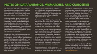 internet user numbers in some countries. In such
instances, these figures do not represent errors.
Rather, these differences may indicate delays
in the reporting of internet user numbers,
or they may indicate higher instances of
individuals managing multiple accounts, and /
or of ‘non-human’ social media accounts.
Please also note that we’ve changed the
source for a various data points in this year’s
reports, and a number of historical metrics
that we reported in previous Global Digital
reports have been revised by the original
data provider. As a result, some figures in this
year’s reports may appear to have changed
in unexpected ways. Wherever we’re aware
of these changes, we’ve included details in the
footnotes of each relevant chart, but please use
caution when comparing data from different
reports, because changes to base data may
mean that values are not comparable.
If you have any questions about specific data
points in these reports, or if you’d like to offer
your organisation’s data for consideration in
future reports, please email our reports team:
reports@kepios.com.
This report uses data from a wide variety of
sources, including market research agencies,
internet and social media companies,
governments and public bodies, news media,
journalists, and our own internal analysis.
Wherever possible, we’ve prioritised data
sources that provide broader geographical
coverage, in order to minimise the potential
variations between data points, and offer
more reliable comparison across countries.
However, where we believe that an individual
metric provides a more reliable reference,
we’ve used such individual numbers to ensure
the most accurate reporting.
Furthermore, due to differing data collection
and treatment methodologies used by these
organisations, and the different sample periods
during which data were collected, there may
be significant differences in the reported
metrics for similar data points throughout this
report. In particular, data collected via surveys
often vary from one report to another, even
if those data were collected by the same
organisation using the same approach in each
wave of research.
Similarly, reports of internet user numbers
vary considerably between different sources.
In part, this is because there are fewer
commercial imperatives for governments and
regulators to collect, collate, and publish
regular internet user data.
Prior to our Digital 2021 reports, we included
data sourced from social media platforms’ self-
service advertising tools in our calculations
of internet user numbers, but we no longer
include this data in our internet user figures.
This is because the user numbers reported by
social media platforms are typically based on
active user accounts, and may not represent
unique individuals. For example, one person
may maintain more than one active presence
(account) on the same social media platform.
Similarly, some accounts may represent ‘non-
human’ entities, including: pets and animals;
historical figures; businesses, causes, groups,
and organisations; places of interest; etc.
Because we separate social media user
numbers and internet user numbers, the figures
we report for social media users may exceed
NOTES ON DATA VARIANCE, MISMATCHES, AND CURIOSITIES
 