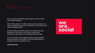 _DIGITAL2022_DIGITAL2022_DIGITAL2022_DIGITAL2022_DIGITAL2022_DIGITAL2022_DIGITAL2022_DIGITAL2022_DIGITAL2022_DIGITAL2022_DIGITAL2022_DIGITAL2022_DIGITAL2022_DIGITAL2022_DIGITAL2022_DIGITAL2022_DIGITAL2022_DIGITAL2022_DIGITAL2022_DIGITAL2022_DIGITAL2022_DIGITAL2022_DIGITAL2022_DIGITAL2022_DIGITAL2022_DIGITAL
2022_
DIGITAL2022_DIGITAL2022_DIGITAL2022_DIGITAL2022_DIGITAL2022_DIGITAL2022_DIGITAL2022_DIGITAL2022_DIGITAL2022_DIGITAL2022_DIGITAL2022_DIGITAL2022_DIGITAL2022_DIGITAL2022
_DIGITAL2022_DIGITAL2022_DIGITAL2022_DIGITAL2022_DIGITAL2022_DIGITAL2022_DIGITAL2022_DIGITAL2022_DIGITAL2022_DIGITAL2022_DIGITAL2022_DIGITAL2022_DIGITAL2022_DIGITAL2022_DIGITAL2022_DIGITAL2022_DIGITAL2022_DIGITAL2022_DIGITAL2022_DIGITAL2022_DIGITAL2022_DIGITAL2022_DIGITAL2022_DIGITAL2022_DIGITAL2022_DIGITAL
2022_
DIGITAL2022_DIGITAL2022_DIGITAL2022_DIGITAL2022_DIGITAL2022_DIGITAL2022_DIGITAL2022_DIGITAL2022_DIGITAL2022_DIGITAL2022_DIGITAL2022_DIGITAL2022_DIGITAL2022_DIGITAL2022
We are a global socially-led creative agency, with unrivaled
social media expertise.
With 1,000+ people in 15 oﬃces spanning four continents, we
deliver a global perspective to our clients in a time when social
media is shaping culture.
We make ideas powered by people. We understand social
behaviours within online communities, cultures and
subcultures, spanning the social and gaming landscape.
We work with the world’s biggest brands, including adidas,
Samsung, Netﬂix and Google, to reach the right people in a
strategic, relevant and effective way.
wearesocial.com
A B O U T
W E A R E S O C I A L
 